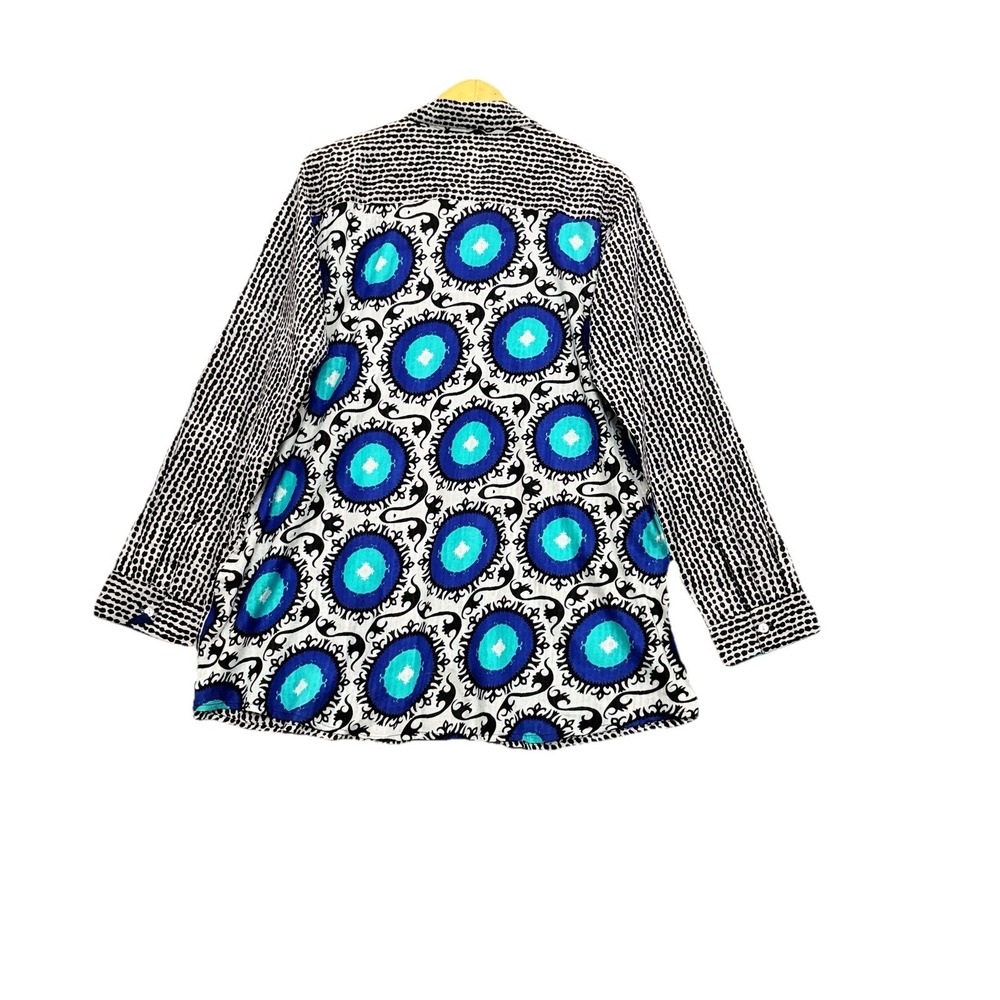 KikiSol Tunic Top Button Womens XL Multiprint Abstract Boho Artsy‎ Lightweight
